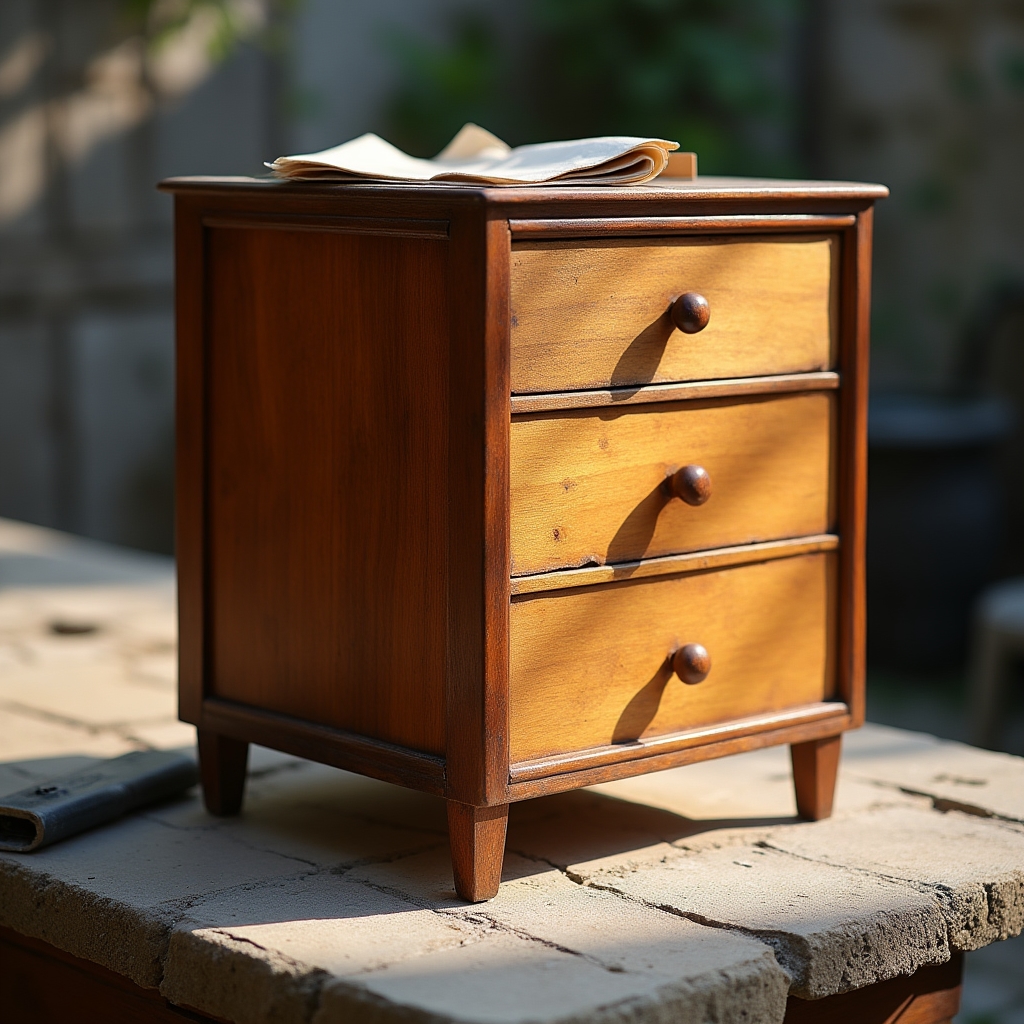 Cassettiera vintage in fase di restauro